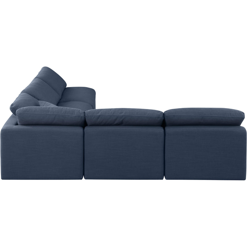 Meridian Indulge Navy Linen Textured Fabric Modular Sectional IMAGE 5
