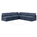 Meridian Indulge Navy Linen Textured Fabric Modular Sectional IMAGE 9