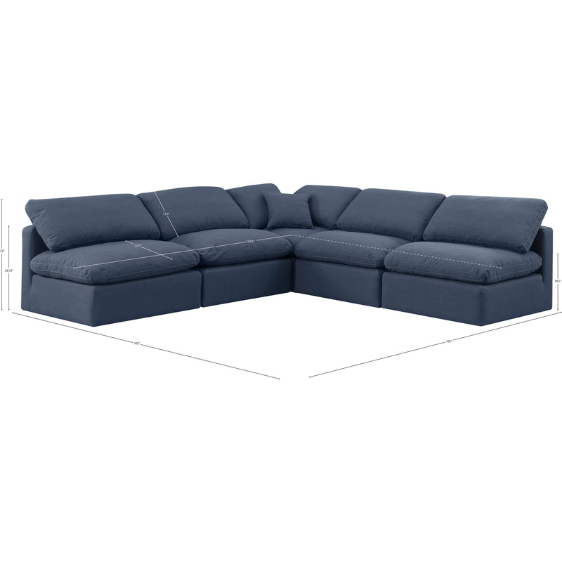 Meridian Indulge Navy Linen Textured Fabric Modular Sectional IMAGE 9