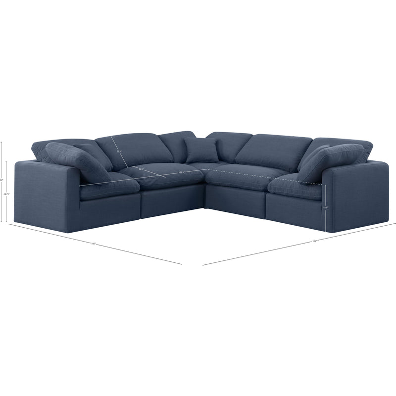 Meridian Indulge Navy Linen Textured Fabric Modular Sectional IMAGE 10