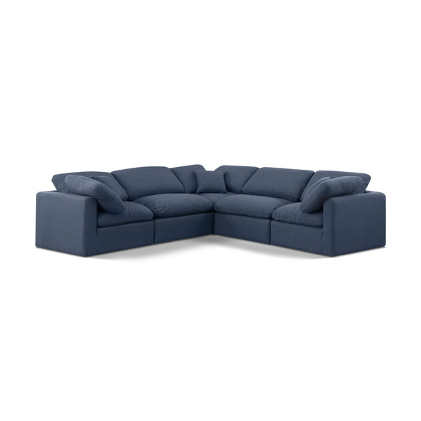 Meridian Indulge Navy Linen Textured Fabric Modular Sectional IMAGE 1