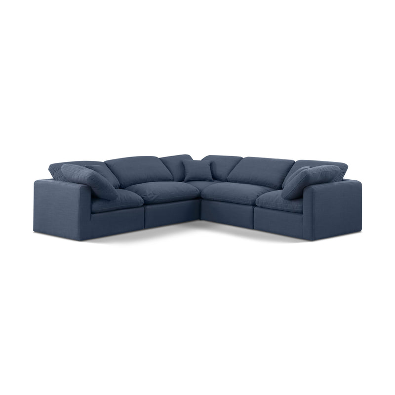 Meridian Indulge Navy Linen Textured Fabric Modular Sectional IMAGE 1