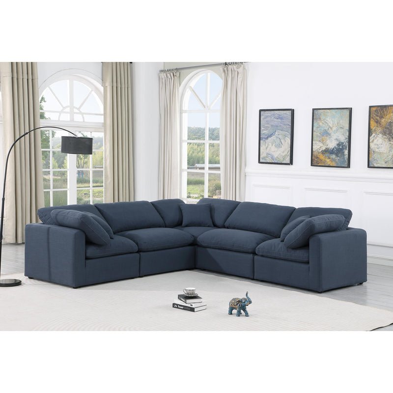 Meridian Indulge Navy Linen Textured Fabric Modular Sectional IMAGE 2