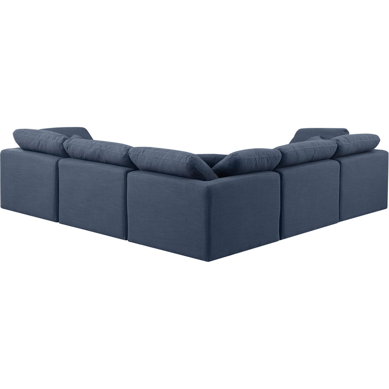 Meridian Indulge Navy Linen Textured Fabric Modular Sectional IMAGE 3