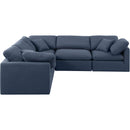 Meridian Indulge Navy Linen Textured Fabric Modular Sectional IMAGE 4