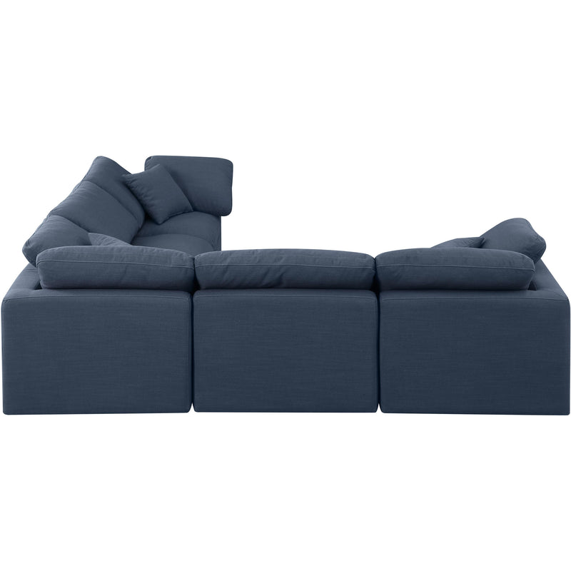 Meridian Indulge Navy Linen Textured Fabric Modular Sectional IMAGE 5