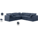 Meridian Indulge Navy Linen Textured Fabric Modular Sectional IMAGE 9
