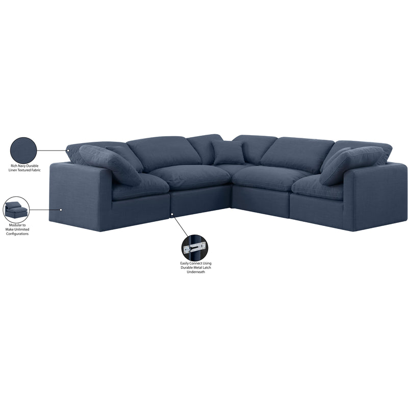 Meridian Indulge Navy Linen Textured Fabric Modular Sectional IMAGE 9