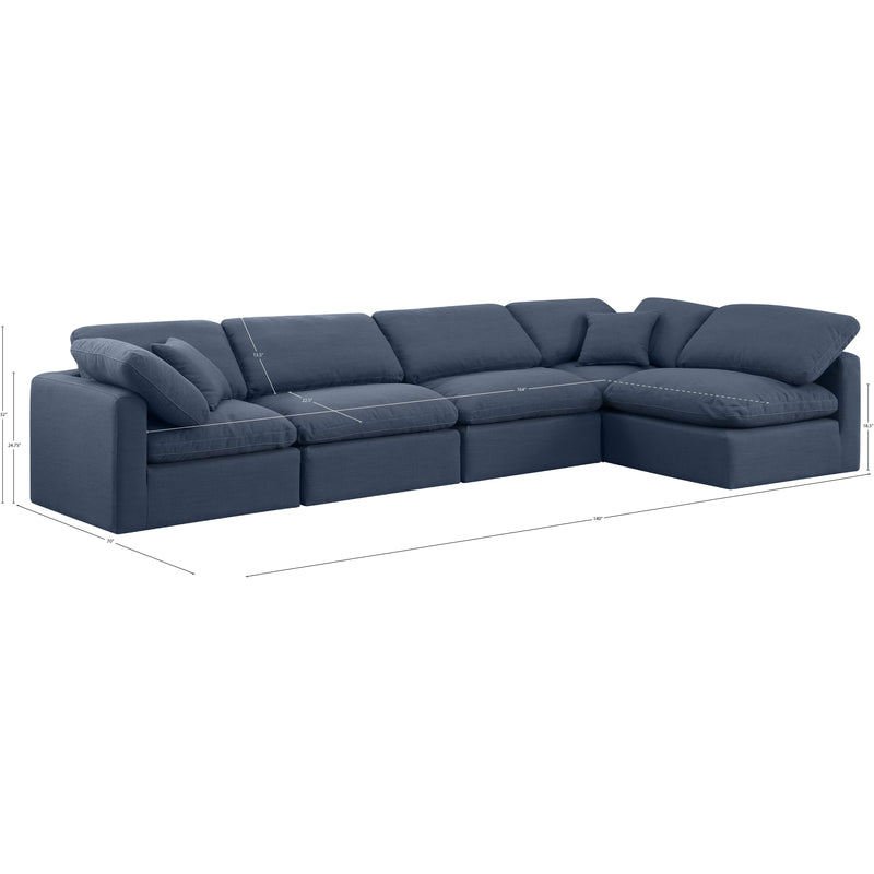 Meridian Indulge Navy Linen Textured Fabric Modular Sectional IMAGE 10