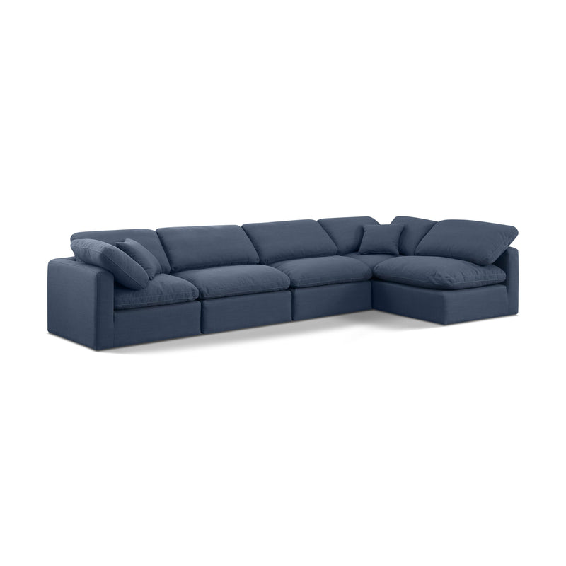 Meridian Indulge Navy Linen Textured Fabric Modular Sectional IMAGE 1
