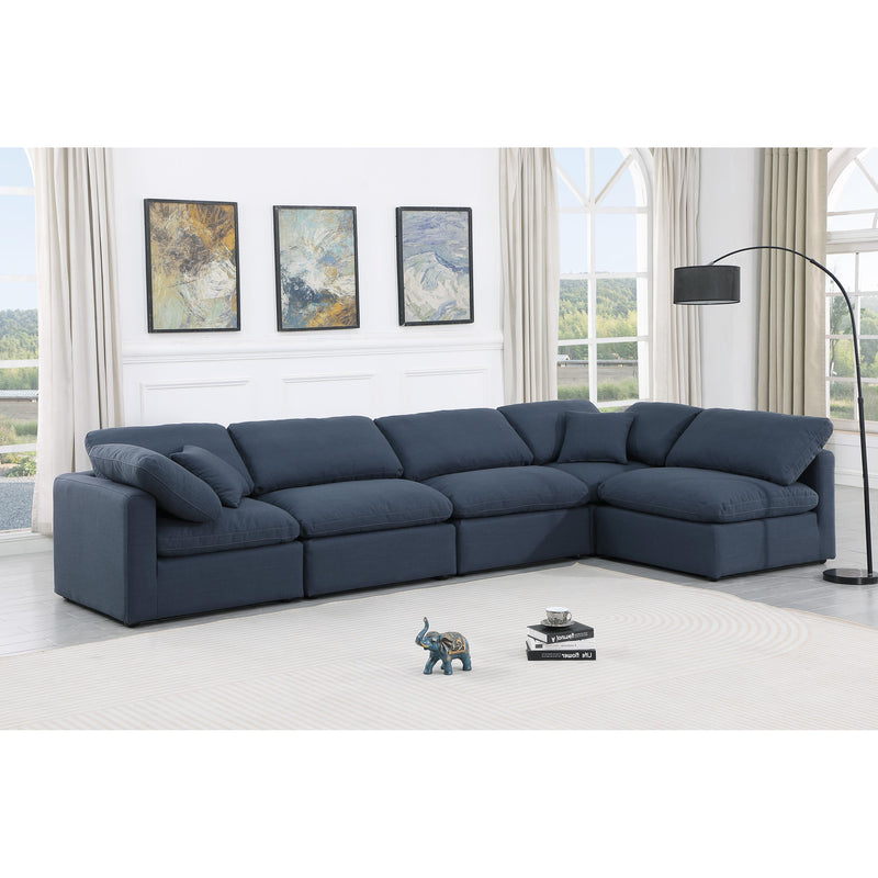 Meridian Indulge Navy Linen Textured Fabric Modular Sectional IMAGE 2