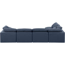 Meridian Indulge Navy Linen Textured Fabric Modular Sectional IMAGE 3