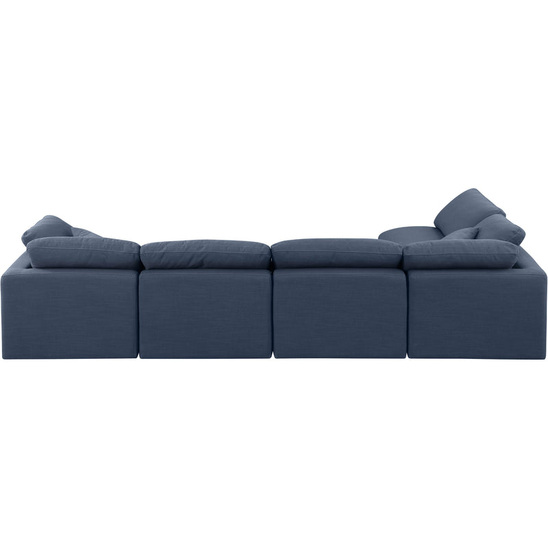 Meridian Indulge Navy Linen Textured Fabric Modular Sectional IMAGE 3