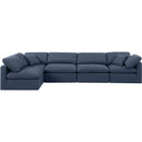 Meridian Indulge Navy Linen Textured Fabric Modular Sectional IMAGE 4