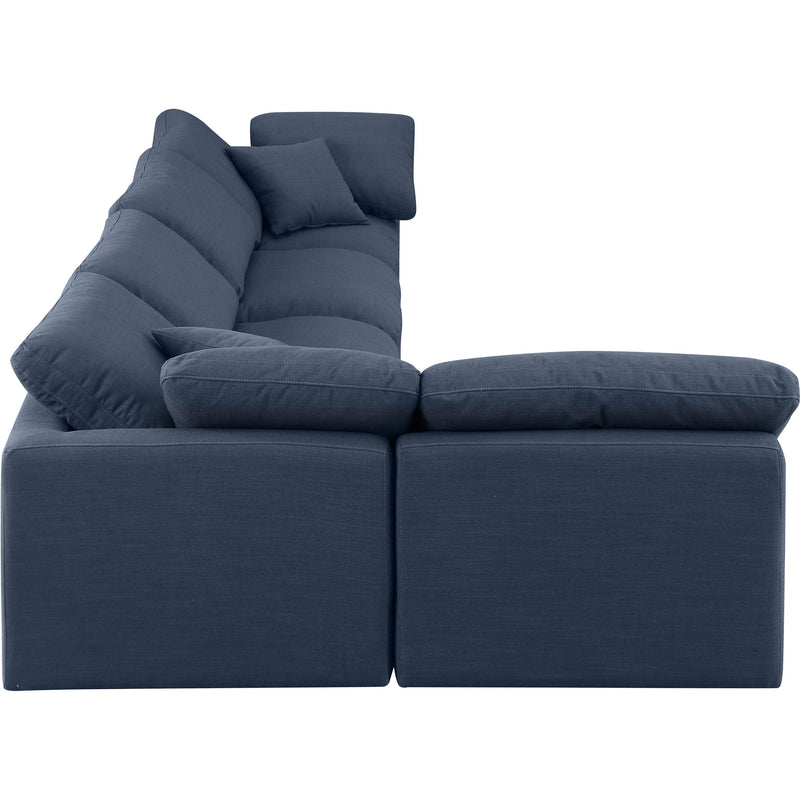 Meridian Indulge Navy Linen Textured Fabric Modular Sectional IMAGE 5