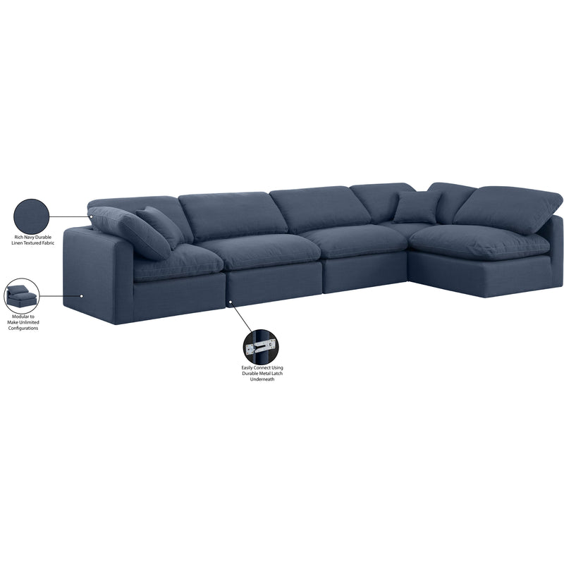 Meridian Indulge Navy Linen Textured Fabric Modular Sectional IMAGE 9