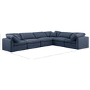 Meridian Indulge Navy Linen Textured Fabric Modular Sectional IMAGE 10