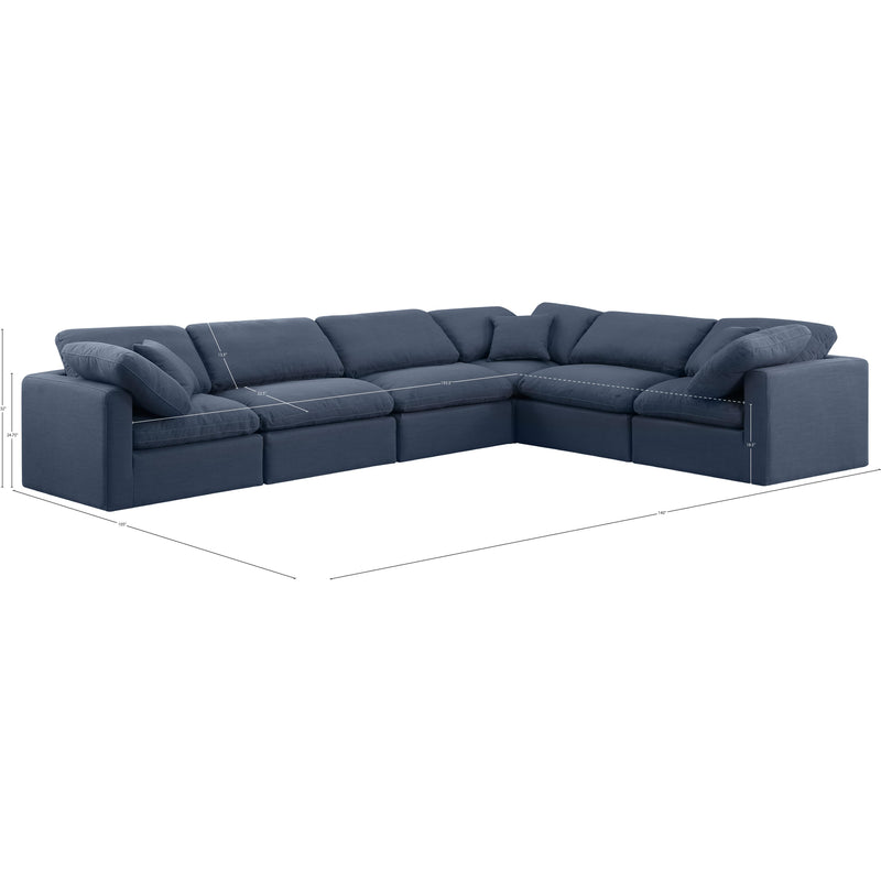Meridian Indulge Navy Linen Textured Fabric Modular Sectional IMAGE 10