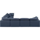 Meridian Indulge Navy Linen Textured Fabric Modular Sectional IMAGE 3