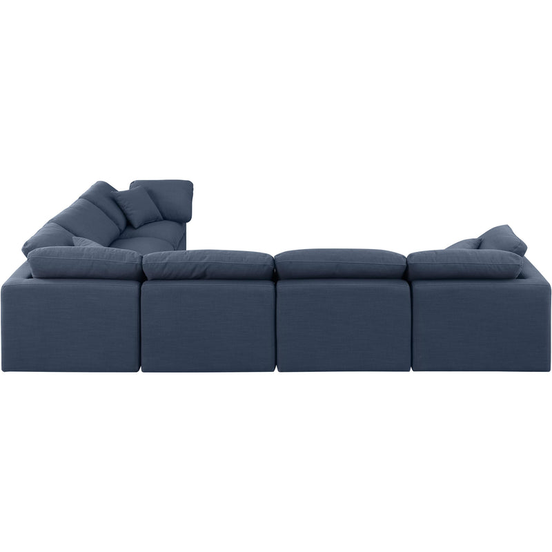 Meridian Indulge Navy Linen Textured Fabric Modular Sectional IMAGE 3