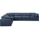 Meridian Indulge Navy Linen Textured Fabric Modular Sectional IMAGE 4
