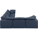 Meridian Indulge Navy Linen Textured Fabric Modular Sectional IMAGE 5