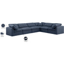 Meridian Indulge Navy Linen Textured Fabric Modular Sectional IMAGE 9