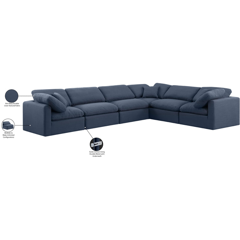 Meridian Indulge Navy Linen Textured Fabric Modular Sectional IMAGE 9