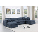 Meridian Indulge Navy Linen Textured Fabric Modular Sectional IMAGE 2