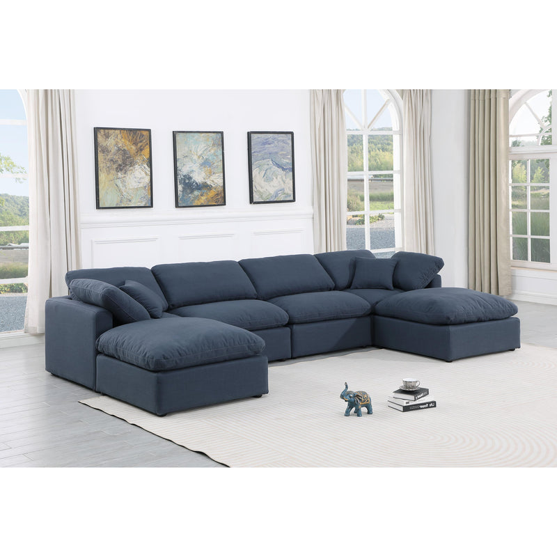 Meridian Indulge Navy Linen Textured Fabric Modular Sectional IMAGE 2