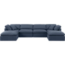 Meridian Indulge Navy Linen Textured Fabric Modular Sectional IMAGE 4