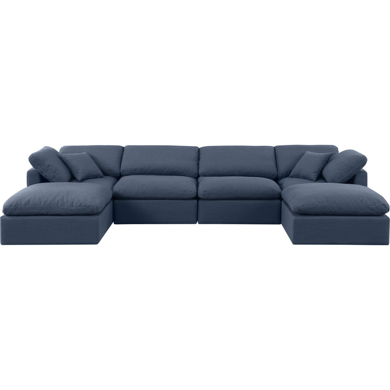 Meridian Indulge Navy Linen Textured Fabric Modular Sectional IMAGE 4
