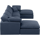 Meridian Indulge Navy Linen Textured Fabric Modular Sectional IMAGE 5