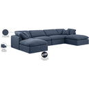 Meridian Indulge Navy Linen Textured Fabric Modular Sectional IMAGE 7