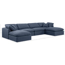 Meridian Indulge Navy Linen Textured Fabric Modular Sectional IMAGE 8