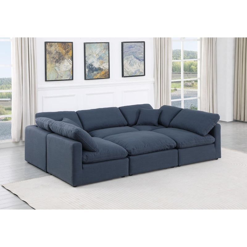 Meridian Indulge Navy Linen Textured Fabric Modular Sectional IMAGE 2