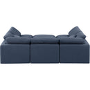 Meridian Indulge Navy Linen Textured Fabric Modular Sectional IMAGE 3