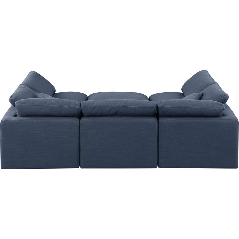 Meridian Indulge Navy Linen Textured Fabric Modular Sectional IMAGE 3