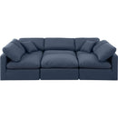 Meridian Indulge Navy Linen Textured Fabric Modular Sectional IMAGE 4