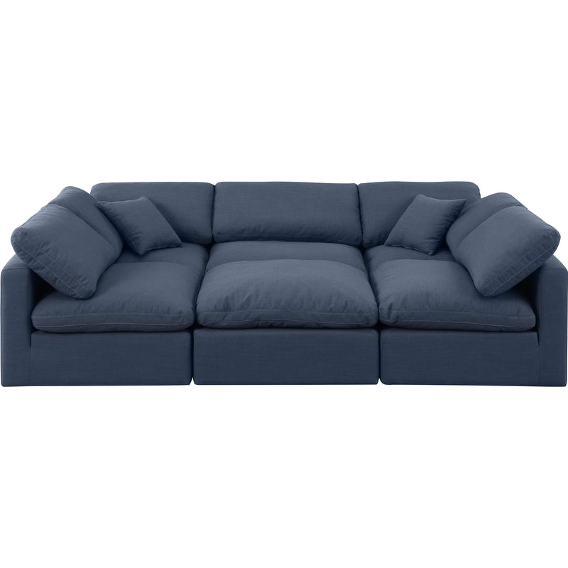 Meridian Indulge Navy Linen Textured Fabric Modular Sectional IMAGE 4
