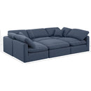 Meridian Indulge Navy Linen Textured Fabric Modular Sectional IMAGE 9