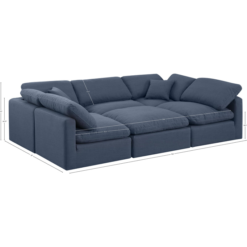Meridian Indulge Navy Linen Textured Fabric Modular Sectional IMAGE 9