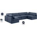 Meridian Indulge Navy Linen Textured Fabric Modular Sectional IMAGE 10
