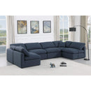 Meridian Indulge Navy Linen Textured Fabric Modular Sectional IMAGE 2
