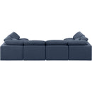 Meridian Indulge Navy Linen Textured Fabric Modular Sectional IMAGE 3