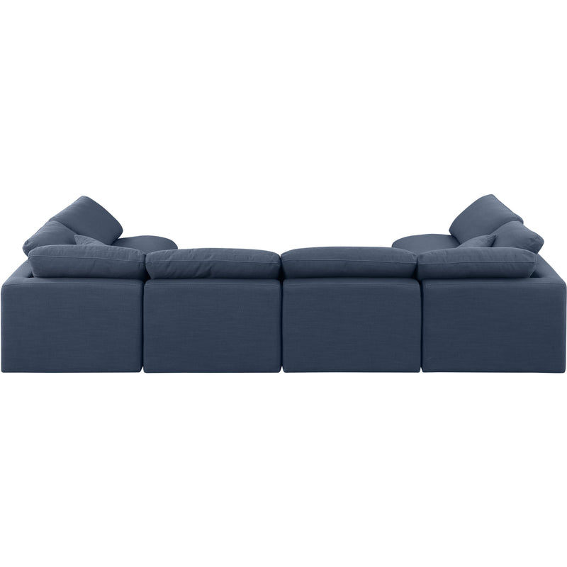 Meridian Indulge Navy Linen Textured Fabric Modular Sectional IMAGE 3