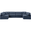 Meridian Indulge Navy Linen Textured Fabric Modular Sectional IMAGE 4