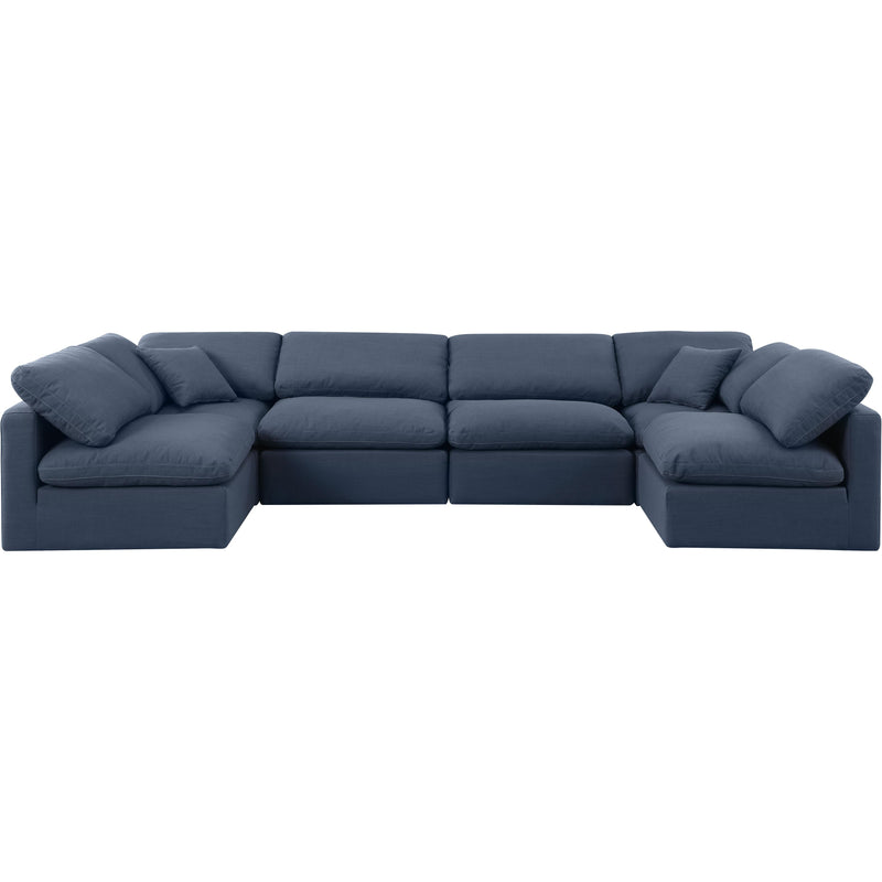 Meridian Indulge Navy Linen Textured Fabric Modular Sectional IMAGE 4