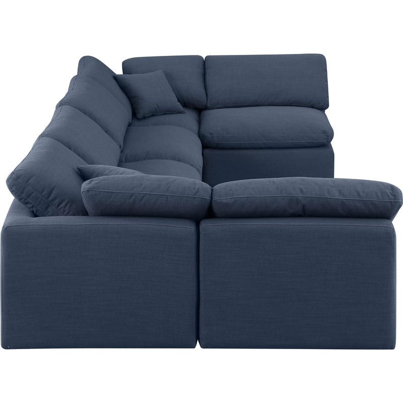 Meridian Indulge Navy Linen Textured Fabric Modular Sectional IMAGE 5