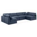 Meridian Indulge Navy Linen Textured Fabric Modular Sectional IMAGE 9